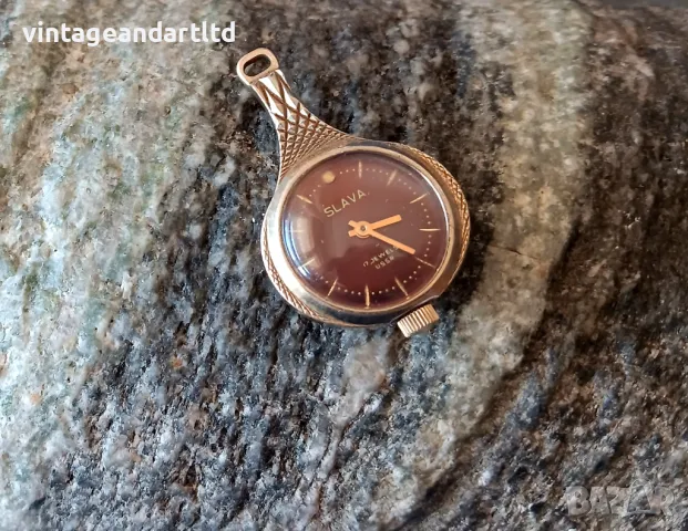 Часовник Слава, позлатен, AU, отличен, снимка 3 - Антикварни и старинни предмети - 47425883