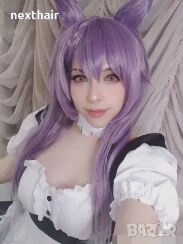 Аниме косплей лилава перука с две опашки Genshin Impact Keqing Cosplay, снимка 7 - Аксесоари за коса - 50340487