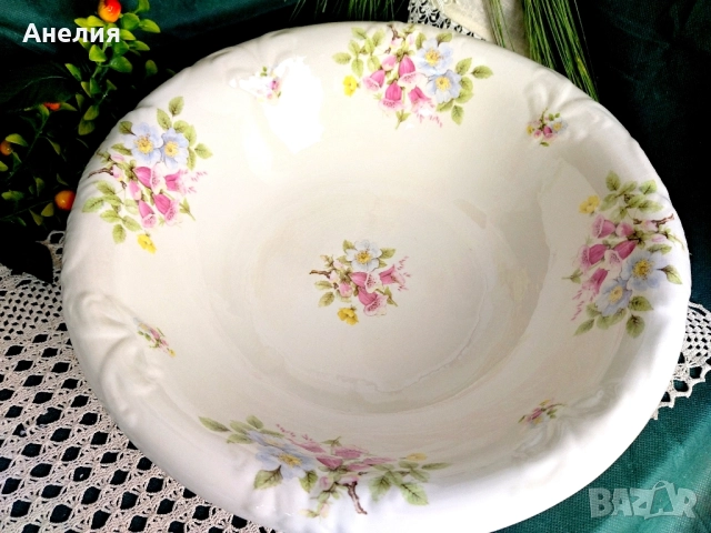 Леген с гланц и цветя керамика, снимка 2 - Други - 52327362