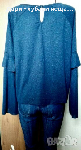 Много тъмно синя блуза със сребриста нишка🍀❤XL❤🍀арт.4193, снимка 3 - Блузи с дълъг ръкав и пуловери - 36295938