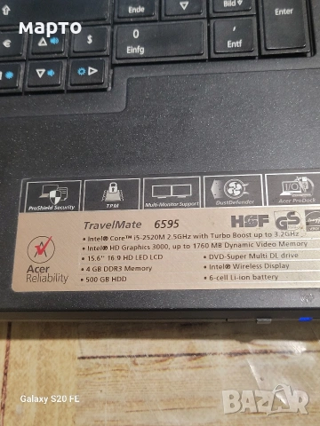 Acer TravelMate 6595, снимка 5 - Лаптопи за дома - 53846725