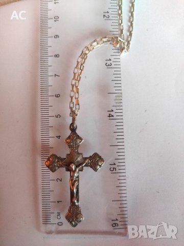 Стар сребърен кръст със сребърен синджир , снимка 10 - Колиета, медальони, синджири - 38712096