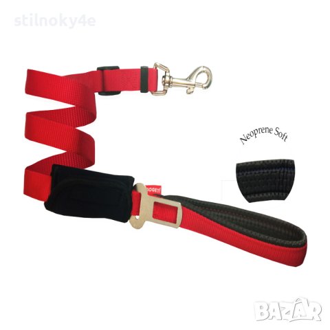 2в1:Предпазен колан за кола за куче и повод с неопренова дръжка Предпазен кучешки колан за автомобил, снимка 1