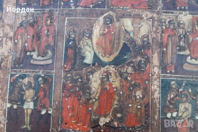 Руска празнична икона, снимка 5 - Антикварни и старинни предмети - 50772400