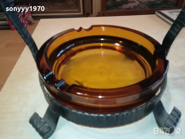 ПЕПЕЛНИК-МЕТАЛ И СТЪКЛО-ВНОС ГЕРМАНИЯ 2602240822, снимка 6 - Антикварни и старинни предмети - 44470860