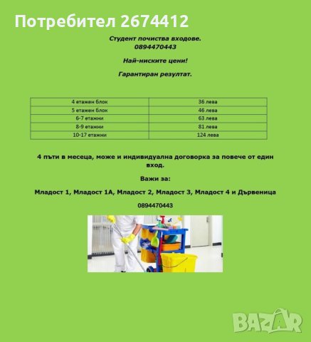 Студент почиства входове , снимка 1 - Почистване на входове - 41886547