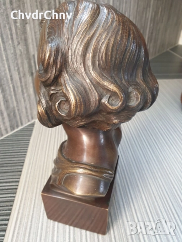 26см-5кг статуетка-бюст/френска бронзова скулптура/фигура на момиче, снимка 5 - Статуетки - 52967255