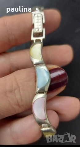 Два различни броя / Масивна сребърна гривна проба 925 с три цвята седеф, снимка 8 - Гривни - 34976360