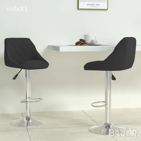 vidaXL Бар табуретки, 2 бр, черни, кадифе, снимка 2 - Столове - 56147143