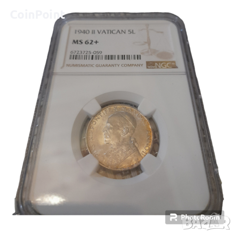 Сребърна монета 5 Lire 1940 ms62+