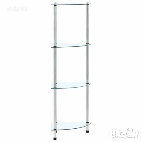 vidaXL Етажерка с 4 рафта, прозрачна, 30x30x100 см, закалено стъкло