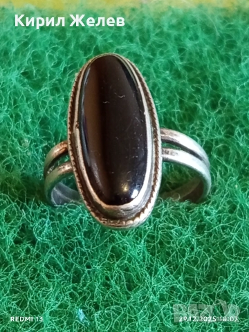 Сребърен пръстен Арт Деко стил с Черен Оникс ювелирна изработка 40551, снимка 2 - Пръстени - 52925428