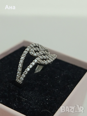 Красив сребърен пръстен обсипан с камъни ЖБ3, снимка 5 - Пръстени - 44697329