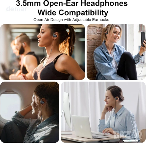 Отворени слушалки с микрофон, 3.5 мм слушалки с кабел, с кука, MP3, за спорт, самолет, офис, училище, снимка 9 - Слушалки, hands-free - 53606685