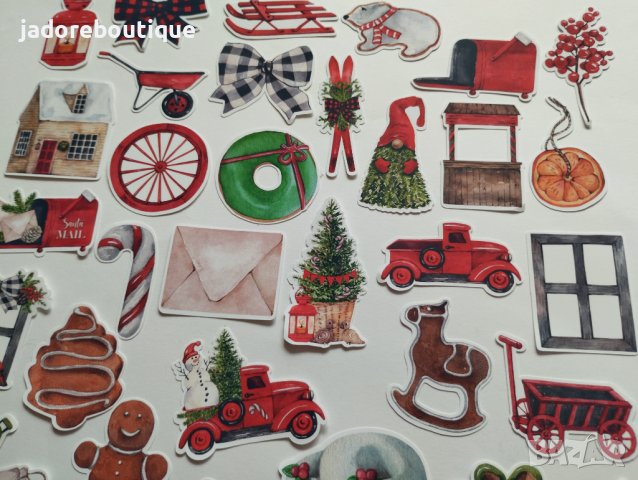 Дизайнерски скрапбук стикери Весела Коледа 39 бр - V100, снимка 3 - Други - 42480200