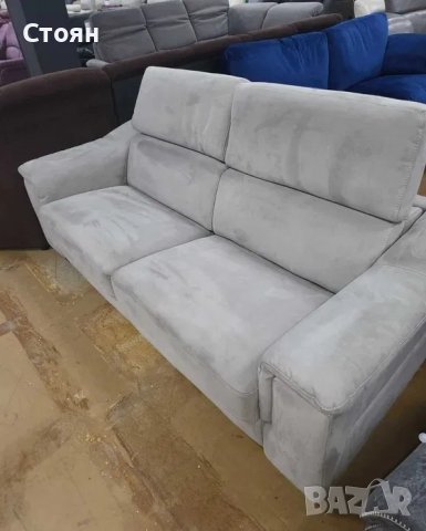 Сив диван от плат тройка с функция сън, снимка 11 - Дивани и мека мебел - 41450820