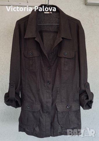 Модерно яке лен с вискоза цвят кафе,Германия, снимка 6 - Якета - 40314760