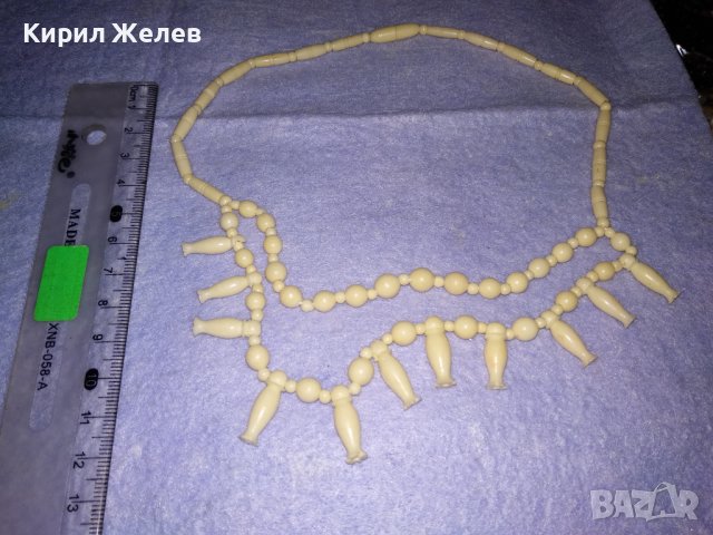 СЛОНОВА КОСТ Старо КОЛИЕ ОГЪРЛИЦА ИЗКЛЮЧИТЕЛНО ФИНА РЪЧНА МАЙСТОРСКА ИЗРАБОТКА РЕТРО АРТ БИЖУ 34720, снимка 2 - Антикварни и старинни предмети - 39140227