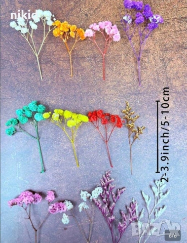 кутия къси клонки ситни цветя Гипсофила Гипсофил цветчета цветенца клонки букет аранжиране бутониери, снимка 6 - Изкуствени цветя - 48761113