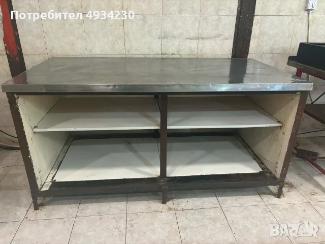 Професионален кухненски шкаф-маса от алпака с рафтове 160х75х80 см