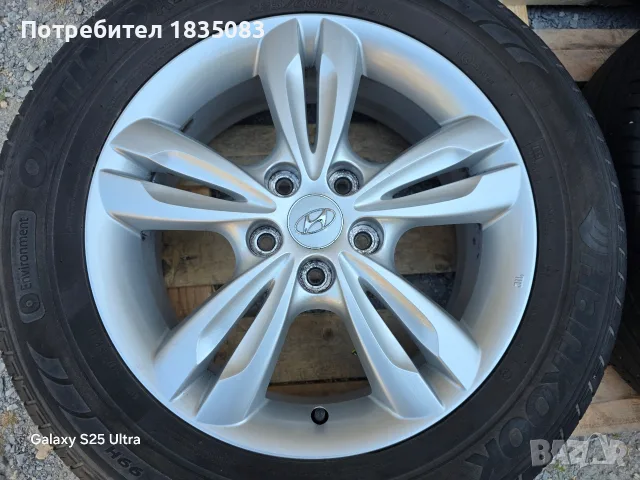 Лети джанти 17ки 5х114.3 Hyundai + летни гуми 225/60/17 Hankook, снимка 5 - Гуми и джанти - 55878339
