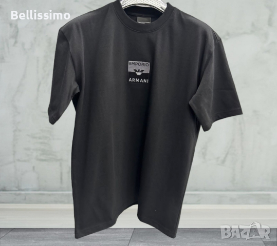 Emporio Armani тениска с къс ръкав и бродирано лого, цвят черен