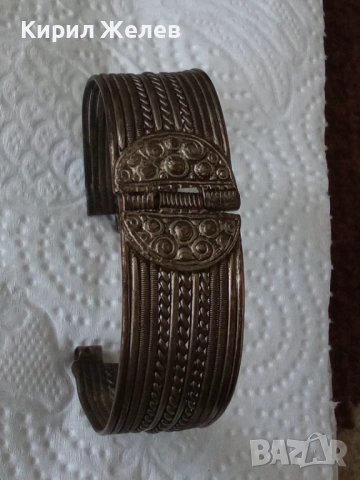 Антична българска народна  сребърна гривна сачан от периода на възраждането , снимка 4 - Гривни - 53474083