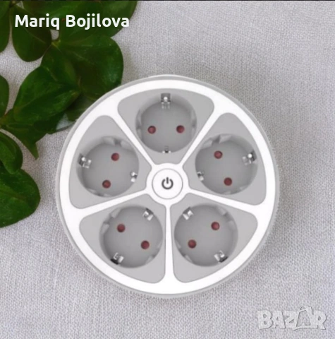 🔌Кръгъл разклонител Muhler с ключ 5 гнезда 