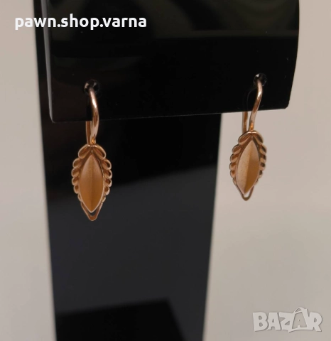 Златни обеци – съветско злато, проба 583, 14 карата, снимка 2 - Обеци - 51852016