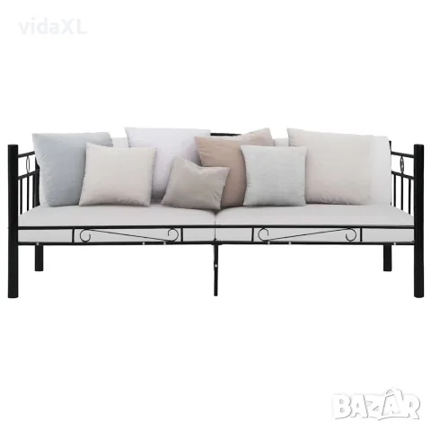 vidaXL Рамка за дневно легло, черна, метал, 90x200 см, снимка 2 - Спални и легла - 56146542
