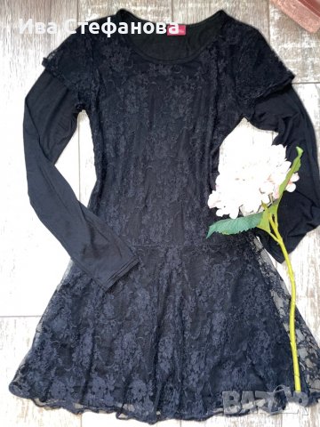 Черна елегантна дантелена парти рокля , снимка 6 - Рокли - 38832003