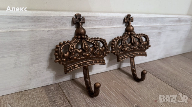 Масивна чугунена закачалка, корона., снимка 2 - Закачалки - 52356055