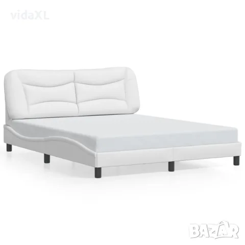 vidaXL Рамка за легло с LED без матрак Hvar, бяла, 160x200 cм, снимка 5 - Спални и легла - 56146713