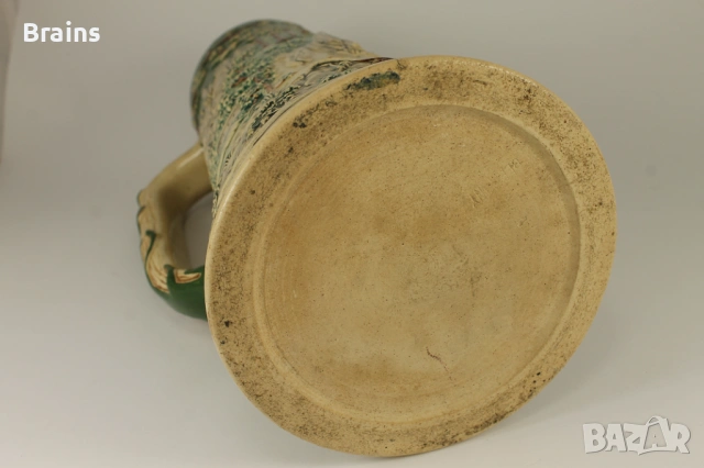 1900's Рицарът И Горска Фея Стара Немска Голяма Керамична Халба Релефна, снимка 7 - Антикварни и старинни предмети - 53167322
