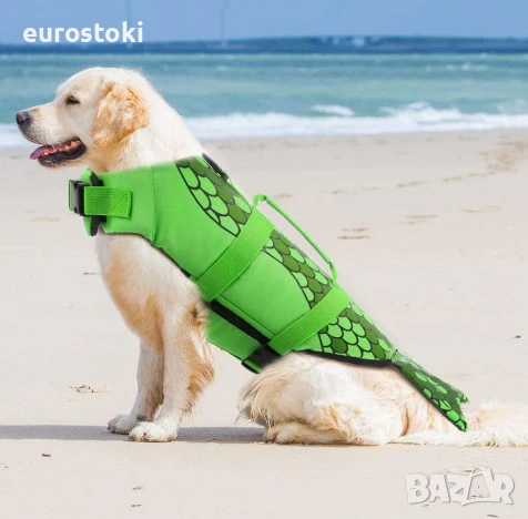 Спасителна жилетка за кучета, регулируема, светлоотразителна, размер: XL, цвят: зелен, снимка 2 - За кучета - 51344265