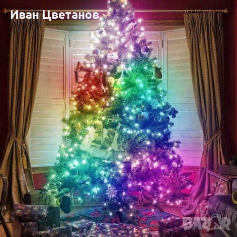 многоцветни коледни лампички 