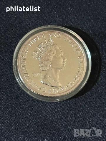 Острови Търкс и Кайкос 1993 - Зимни олимпийски игри 1994 година - ски - 20 Crowns, снимка 3 - Нумизматика и бонистика - 55941423