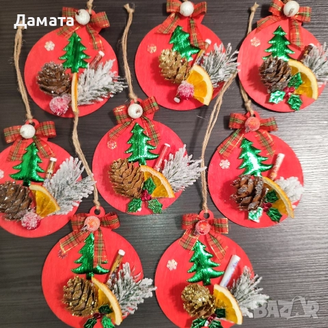 Коледни късмети/висулки за закачане/ магнитче/топки/торбички от зебло, снимка 5 - Коледни подаръци - 48274062