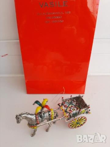 Сувенир от Палермо Сицилия сребърна сицилианска карета VASILE Palermo, снимка 16 - Арт сувенири - 52313702