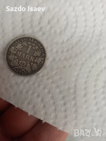1 Mark 1874 сребро 900, снимка 2 - Нумизматика и бонистика - 56233586