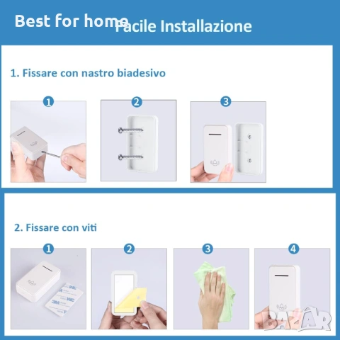 [Не се изисква батерия] Безжичен звънец YINXN Преносим външен безжичен звънец IP55 Водоустойчив, снимка 6 - Друга електроника - 53524495