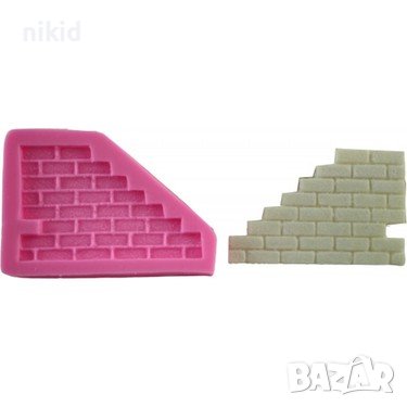 Ъглова стена тухли силиконов молд форма фондан декор 