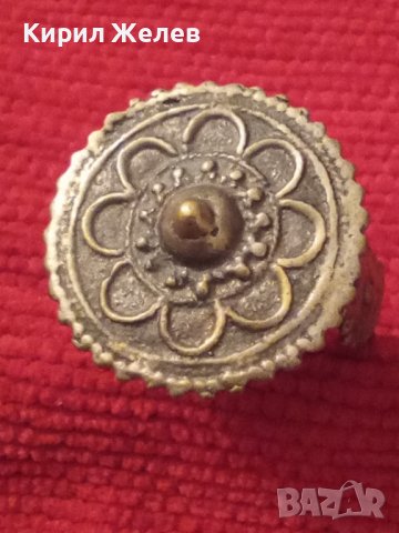 СТАР БОЛЯРСКИ САЧАНЕН ПРЪСТЕН САЧАН БРОНЗ 17-18 ВЕК МНОГО РЯДЪК РЪЧНА КУЮМДЖИСКА ИЗРАБОТКА 22628, снимка 3 - Антикварни и старинни предмети - 33045373