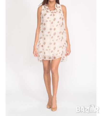 Ефирна къса рокля в цвят крем Anna Morellini - L