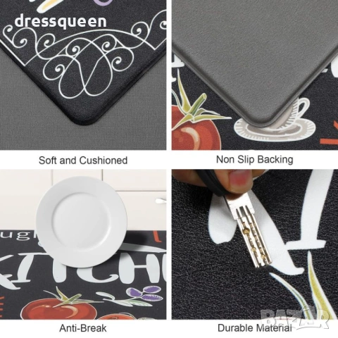 4571 Водоустойчив комплект пътеки за кухня (2 части) – Противоплъзгащи и практични, снимка 5 - Пътеки - 53814956