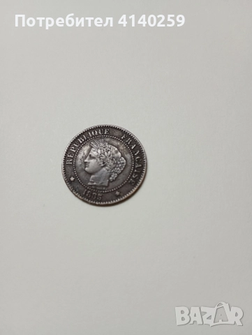 Франция монета 2 Сантима 1885 г , снимка 2 - Нумизматика и бонистика - 52372044