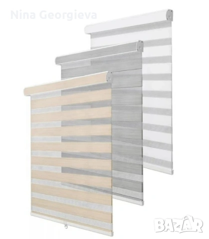 Щори ECD Ролетни, Текстилни, Двойни, Без пробиване, Включен монтажен материал, Бял,Сив ,Бежов