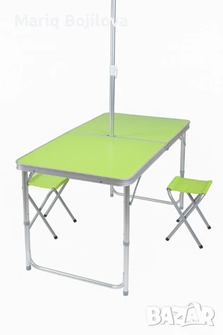 Къмпинг комплект 3 в 1: Сгъваема маса с 4 стола и чадър, снимка 11 - Градински мебели, декорация  - 50634190