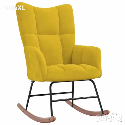 vidaXL Люлеещ се стол с табуретка, горчица, кадифе, снимка 7 - Столове - 56146922