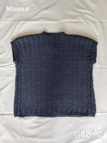 Синьо елече плетено, снимка 2 - Елеци - 47729777